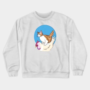 Tuxedo Cat on a Chicken Crewneck Sweatshirt